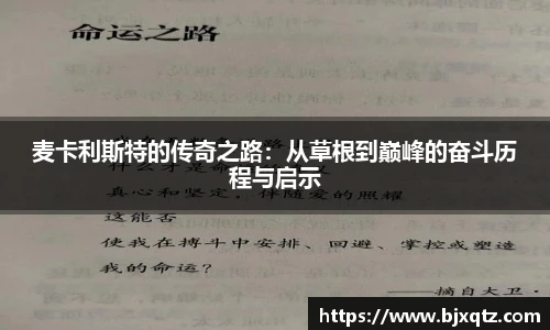 麦卡利斯特的传奇之路：从草根到巅峰的奋斗历程与启示